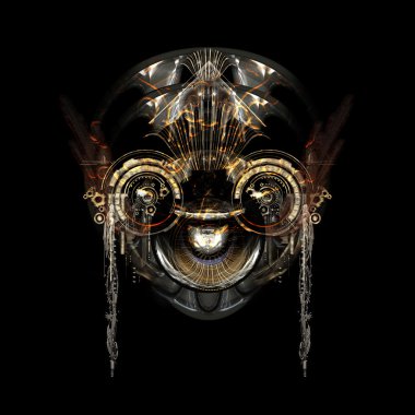 fütüristik cyborg yüz, 3d çizim