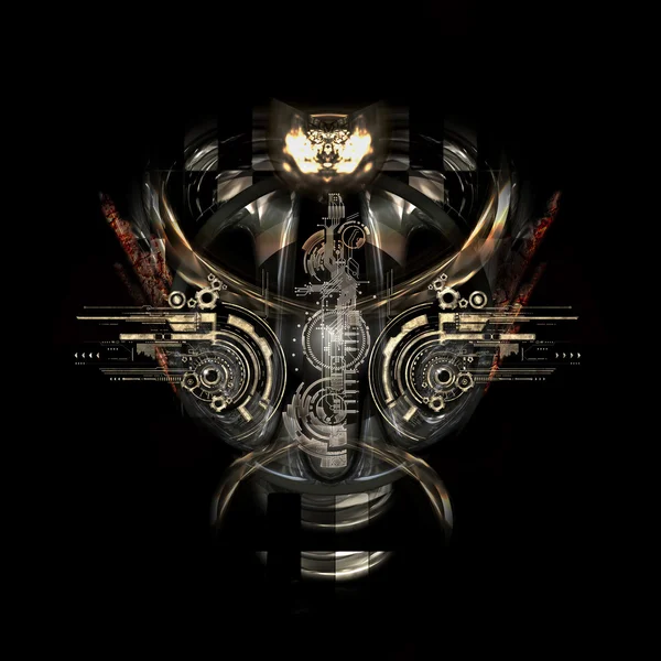 fütüristik cyborg yüz, 3d çizim