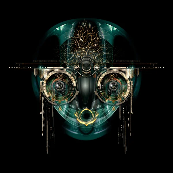 Futurystyczny cyborga twarz, ilustracja 3d — Zdjęcie stockowe