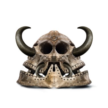 mysterious skull with horns clipart