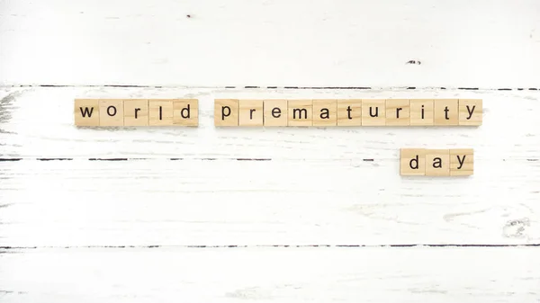 World Prematurity Day Wörter Aus Holzwürfeln Mit Buchstaben Stockbild