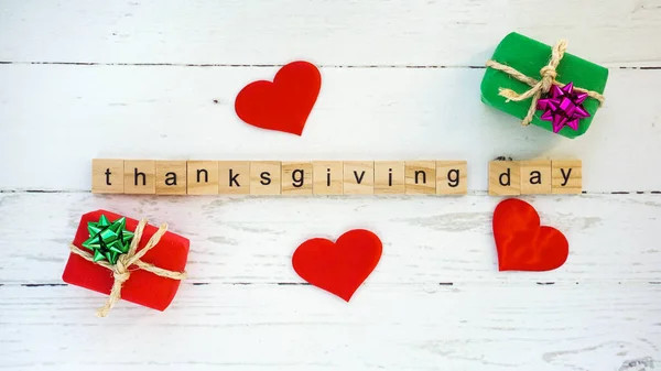 Thanksgiving Day.words from wooden cubes with letters photo