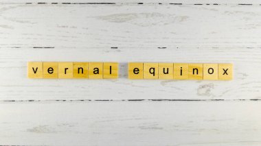 Vernal Equinox.Ahşap küplerden harflerle yazılmış resimler.