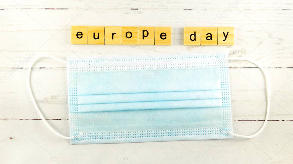 Europe Day.words from wooden cubes with letters photo