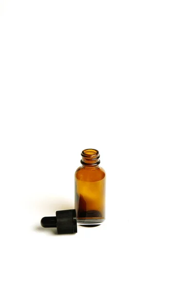 Brown Glass Bottles Bottle Pipette Isolated White Background Glass Container — Foto de Stock