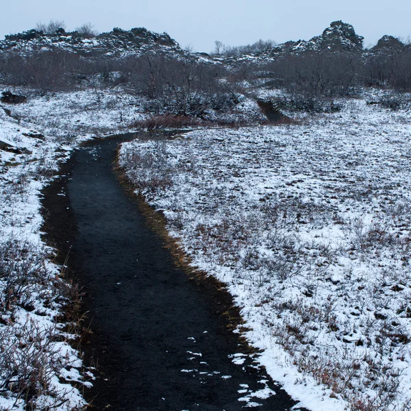 İzlanda'daki siyah yol — Stok fotoğraf
