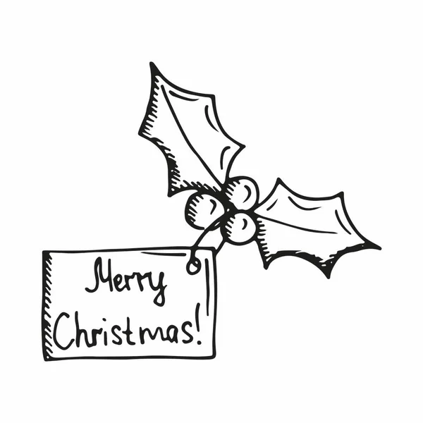 Joyeux Vœux Noël Sur Carte Vœux Avec Des Feuilles Houx — Image vectorielle