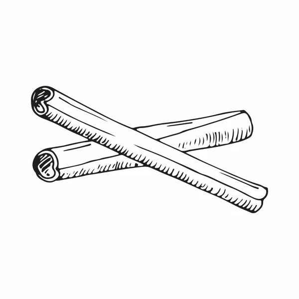 Bâtonnets Cannelle Isolés Sur Fond Blanc Illustration Vectorielle Dessinée Main — Image vectorielle