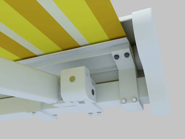 Mekanizmalı dirsek tentesinin 3 boyutlu görüntülemesi.