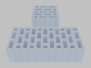 3D rendering of perforated bricks and masonry