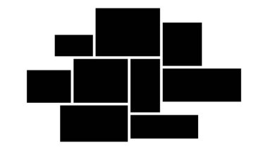 Vektör 9 çerçeve fotoğraf kolajı. Karalama tahtası şablonu.