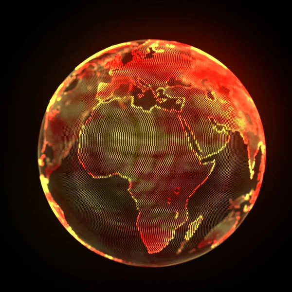 Czerwona płonąca Ziemia, zainfekowana planeta, koniec świata. — Zdjęcie stockowe