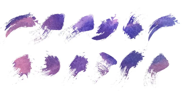 Conjunto de pinceladas de colores brillantes, manchas de color púrpura grunge. — Foto de Stock