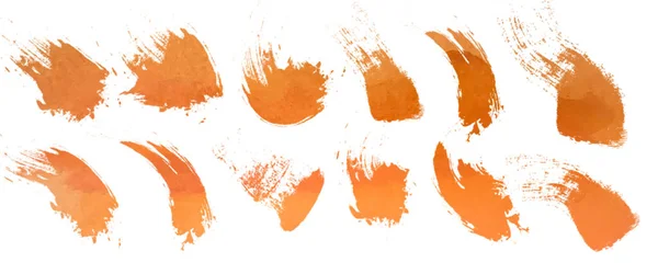 Sada Pestrobarevných Tahů Štětcem Grunge Oranžové Skvrny Obrázek Barvy Akvarelu — Stock fotografie