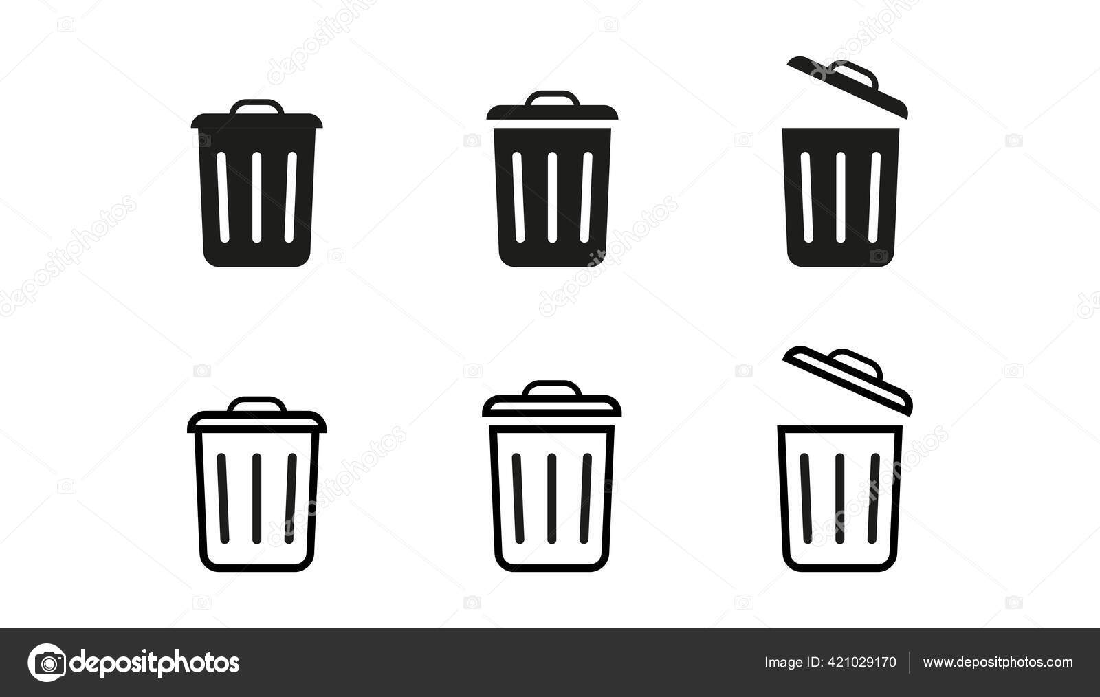 Set Trash Bin Icons Outline Bold Design Garbage Rubbish Sign Vector Image By C Makrushka Gmail Com Vector Stock