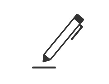 Kalem aracı simgesi. Çizim kalemi. Basit taslak düzenleme sembolü. Belgeler için izole mürekkep aleti. Okul ve eğitim için ofis kalemi. Kalem yazıyorum. Resim çizme ögesi. Vektör EPS 10.