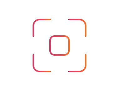 Fotoğraf çerçevesi medya sosyal tarzında. Gökkuşağı renkli basit bir kartvizit. Odaklanma işareti ana hatlarıyla. Doğrusal dizaynda izole kamera sınırı. Sosyal profil resmi. Odaklanma işareti. Vektör EPS 10.