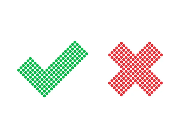 Cochez Croix Icônes Réponse Positive Négative Rouge Verte Signe Correct — Image vectorielle
