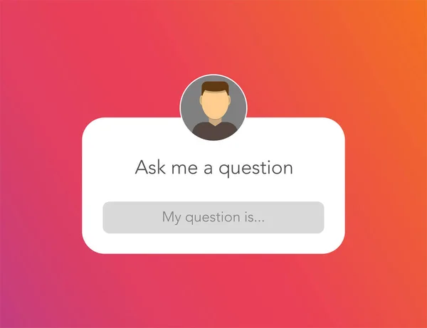 Ask me a question. Social media frame. Gradient interface for question. Isolated blank template with avatar icon. Editable text for question and answer. Creative banner label. Media form. Vector EPS 10.