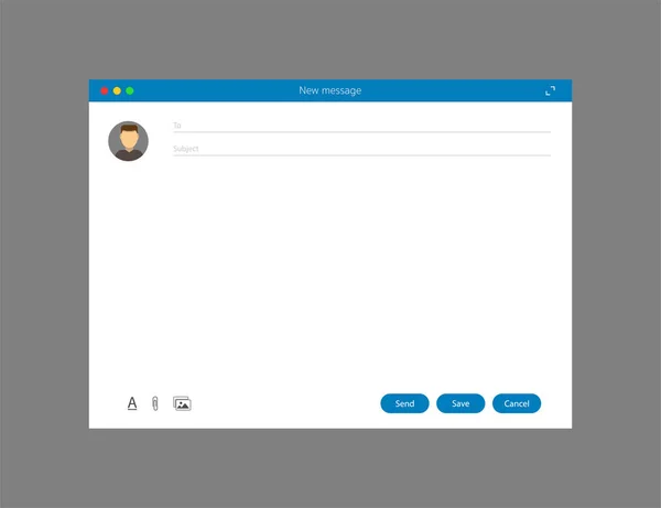 Posta Penceresi Konu Kullanıcı Avatarıyla Yeni Ileti Için Şablon Boş — Stok Vektör
