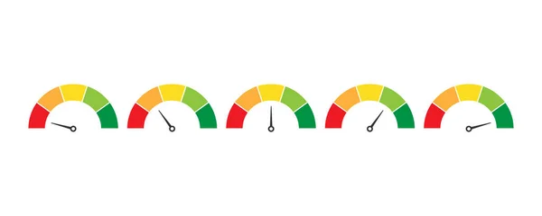 Mood Indicator Level Rating Scale Speedometer Measure Colorful Flat Design — Stock Vector