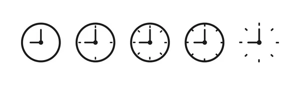 Watch Icons Collection Black Wall Clock Set Isolated Time Symbol — Stock Vector