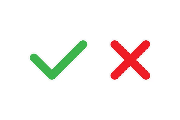 Doğru ve yanlış işaretleme etiketi. Hem evet hem hayır işareti. Pozitif ve negatif araştırma ikonu. Kızıl haç işareti ve yeşil işaret. Doğru ve hata simgeleri. Negatif sembollü oy işareti. EPS 10.
