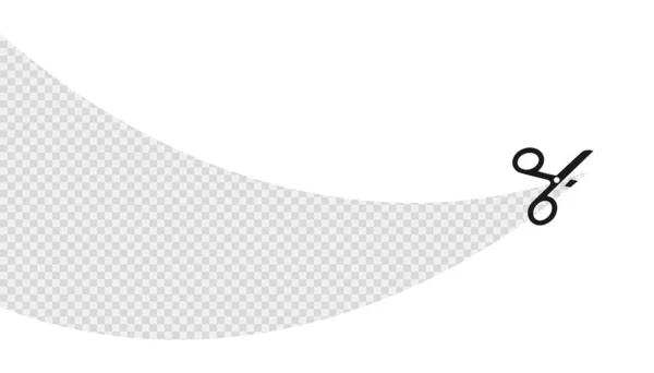 Ножницы Режут Прозрачный Фон Редактируемый Шаблон Ножницами Незаполненный Вектор Макета — стоковый вектор