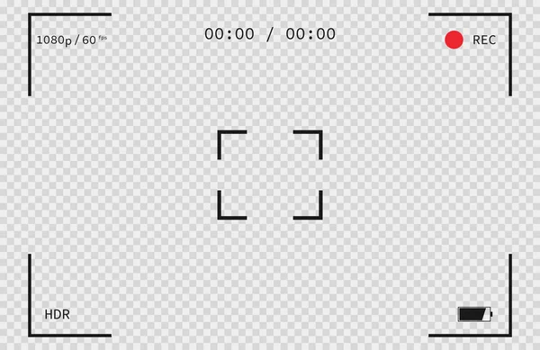 Camera Interface Mockup Mobiele Videocamera Template Transparante Achtergrond Geïsoleerde Foto — Stockvector