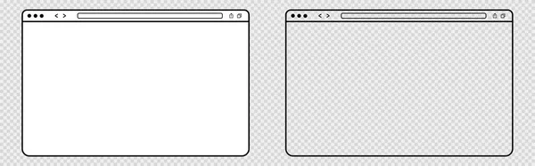 Umriss Transparenten Web Browser Isolierte Leere Webseite Computer Browser Attrappe — Stockvektor