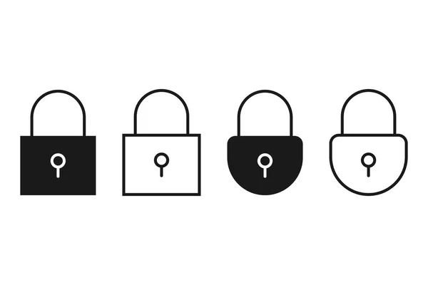 Icône Cadenas Noir Ensemble Sécurité Confidentialité Emblème Protection Sécurité Signe — Image vectorielle
