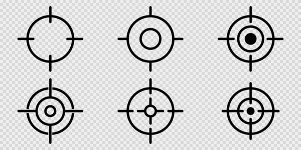 Scharfschützen Zielen Auf Transparenten Hintergrund Zielsymbole Schwarz Fokussymbol Kreis Isolierte — Stockvektor