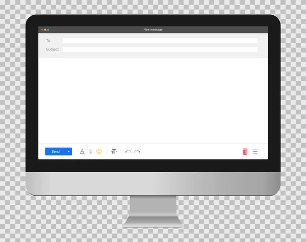 Fenêtre Courrier Sur Bureau Modèle Courriel Sur Écran Ordinateur Formulaire — Image vectorielle