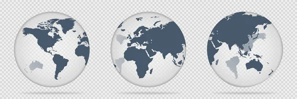 Transparent Globe Icon Glass Map World Planet Vector Transparent Sphere — Stock Vector