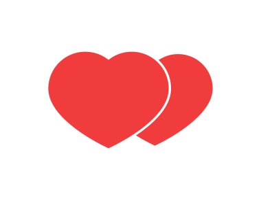 Kalp şekli ikonu. Romantik illüstrasyon. Sevgililer Günü sembolü Kırmızı kalpler düz tasarımda. İzole aşk işareti. Basit bir aşk sembolü. Vektör EPS 10.