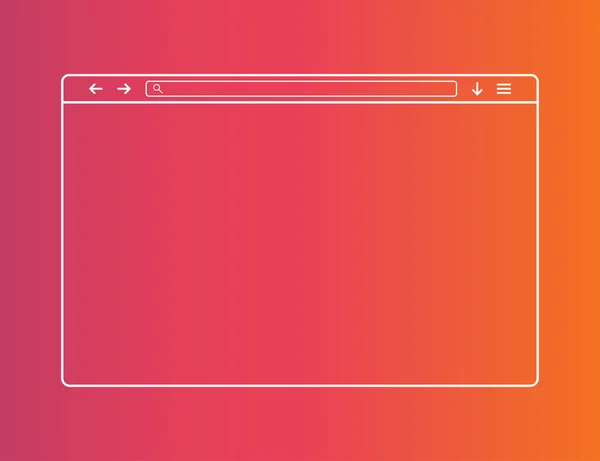 Finestra del browser web. Modello di interfaccia del sito web. Stile di social media del browser contorno. Mockup di finestra di ragnatela in progetto lineare semplice. Barra di ricerca con loupe e frecce. Vettore EPS 10. — Vettoriale Stock
