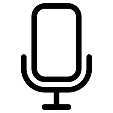 Mikrofon simgesi. Ana hatlı mikrofon sembolü. Ses piktogramı. Siyah müzik sembolü