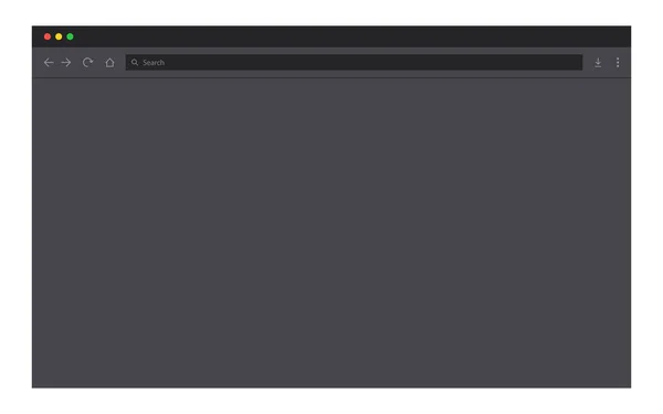 Browser Attrappe Dunkler Webseiten Vorlagenrahmen Isolierter Webbrowser Auf Weißem Hintergrund — Stockvektor