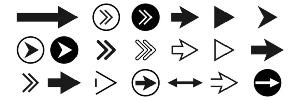 Pfeile Sammlung Schwarz Vereinzelte Pfeil Symbole Auf Weißem Hintergrund Umriss — Stockvektor