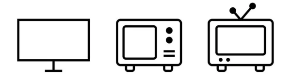 Ikonen Gesetzt Fernsehsymbol Schwarz Sammlung Von Ikonen Transparenter Fernsehbildschirm Moderner — Stockvektor