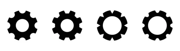 Conjunto Ícones Cogwheel Roda Engrenagem Preto Símbolo Mecanismo — Vetor de Stock