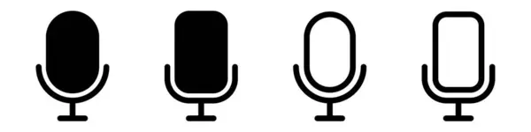 Set Icone Del Microfono Simbolo Del Microfono Pittogramma Audio Glifo — Vettoriale Stock