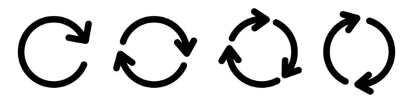 圆形箭头 轮转符号 更新图标设置 用黑色装箭圆形象形文字图 — 图库矢量图片