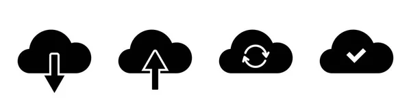 Subir Descargar Nube Servicio Nube Internet Icono Carga Marca Verificación — Vector de stock
