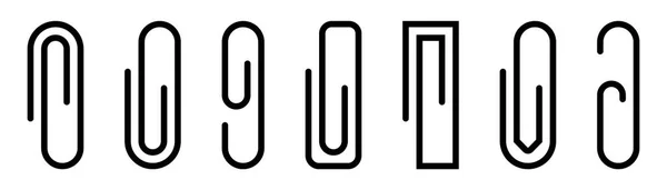剪纸图标设置 黑色回形针系列 附加符号 文件主要图标 — 图库矢量图片