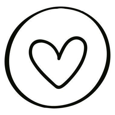 El yapımı kalp. Çizgi film karakteri kalp daire çiziyor. Doodle tarzı