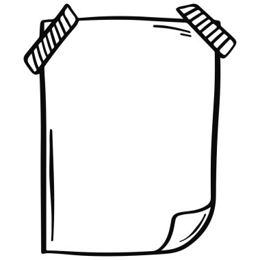 Robot resimdeki not kağıdı. Karalama kağıdında saydam bir not. El çizimi not sayfası. Karalamalı not kağıdı.