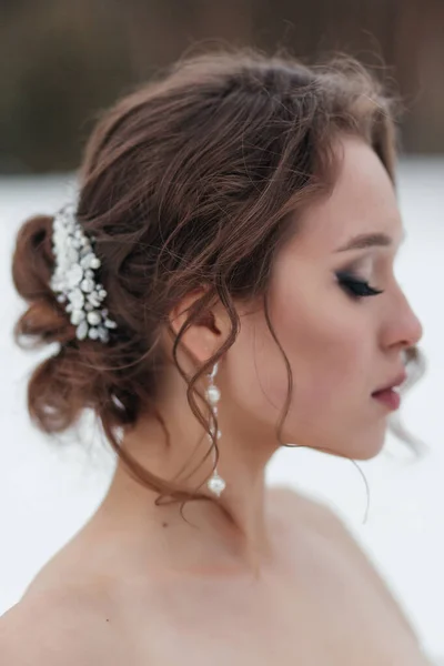 Biżuteria Ślubna Głowie Panny Młodej Zima — Zdjęcie stockowe