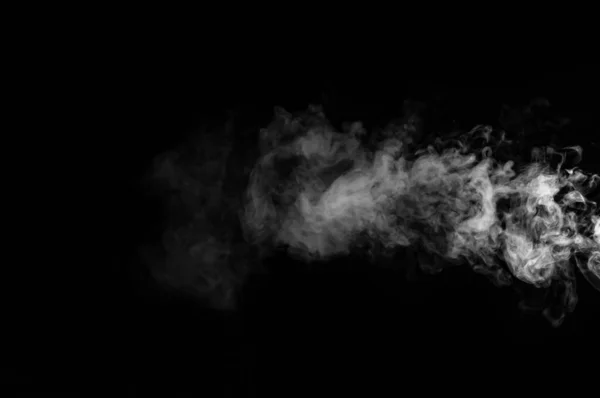 Fumée Blanche Isolée Sur Fond Noir — Photo