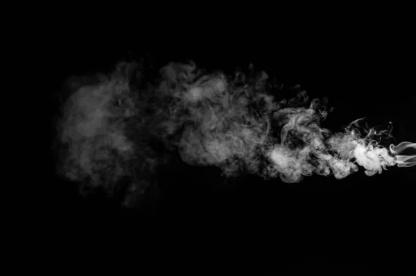 Fumée Blanche Isolée Sur Fond Noir — Photo